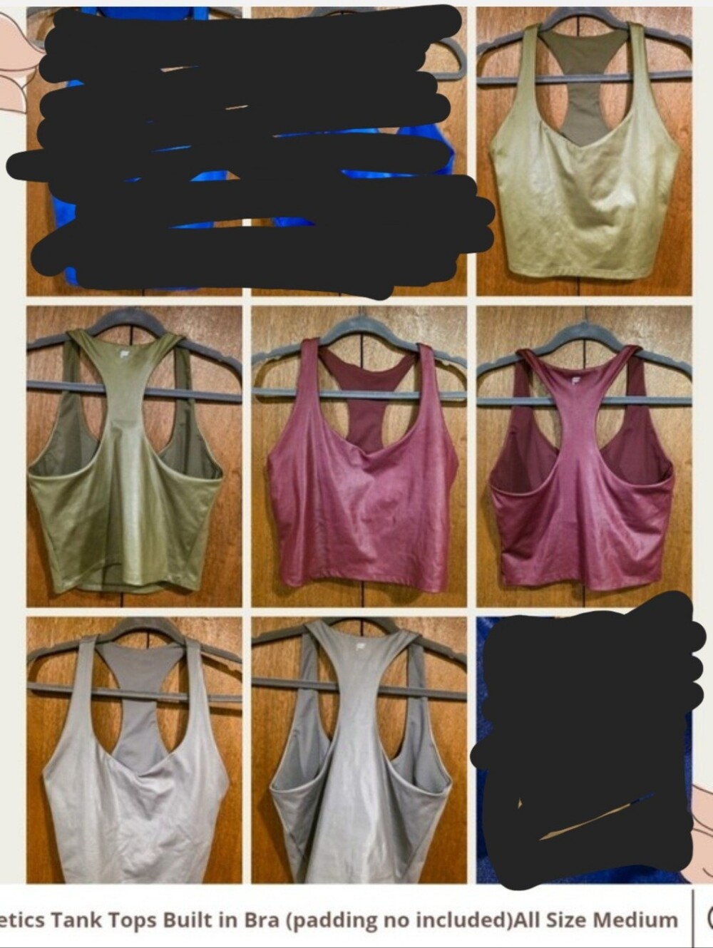 3 Fabletics Racer Back Crop Tops With Built In Bra - Picture 1 of 1